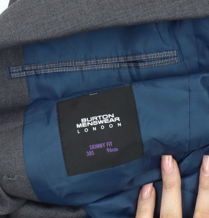 Mens UK Size 38 Burton Menswear Regular Grey Suit Jacket