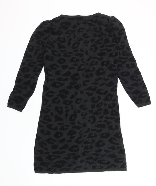 Soaked in Luxury Women's Black Animal Print Shift Dress - Size S