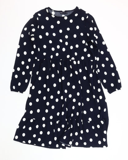 Marks and Spencer Women Blue Polka Dot Dress Size 12-14