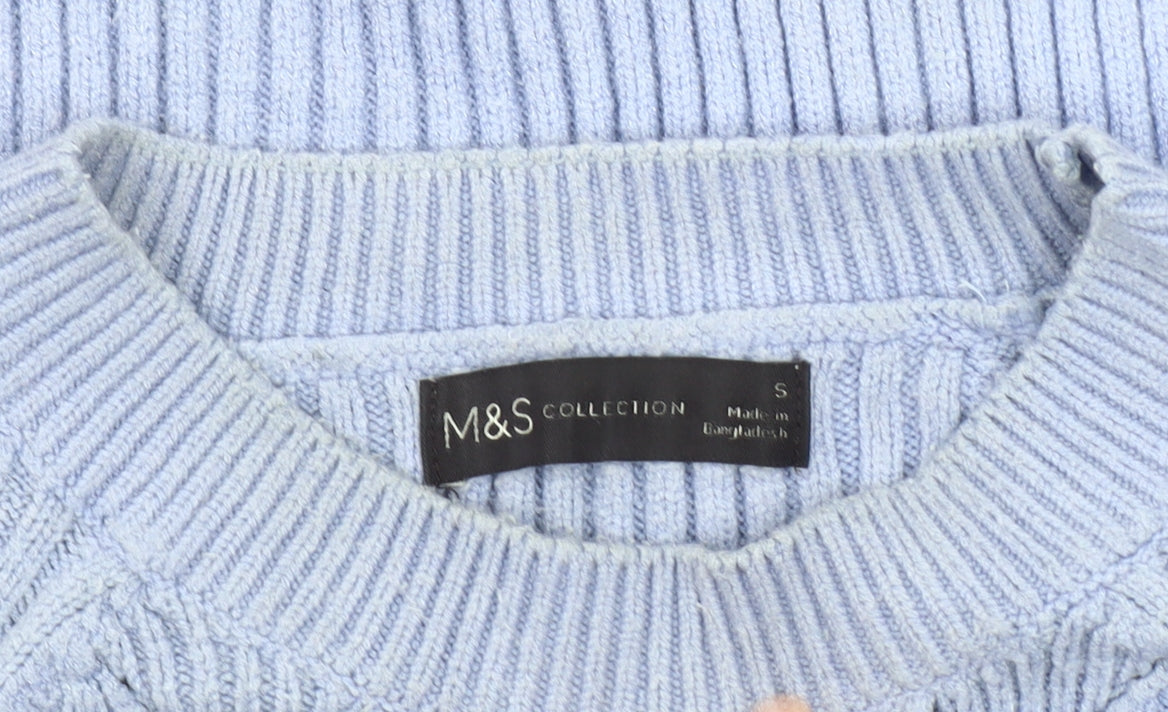 Womens UK Size S Marks and Spencer Blue Pullover Jumper