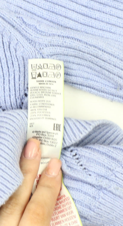 Womens UK Size S Marks and Spencer Blue Pullover Jumper