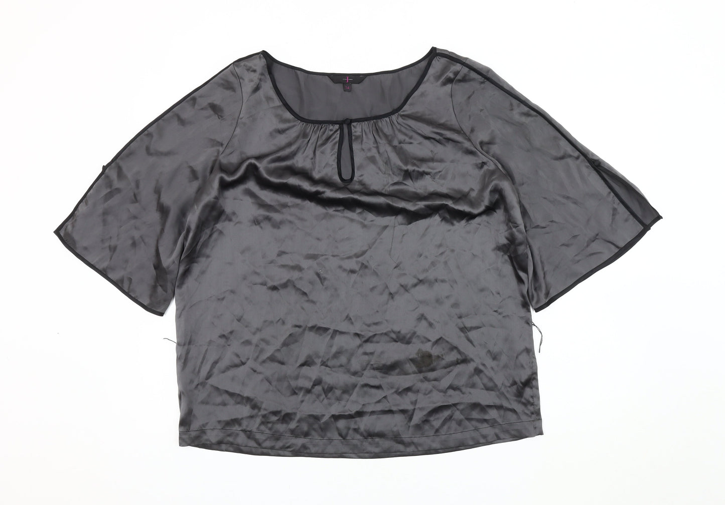 Womens UK Size 14 No Data Black Basic Blouse