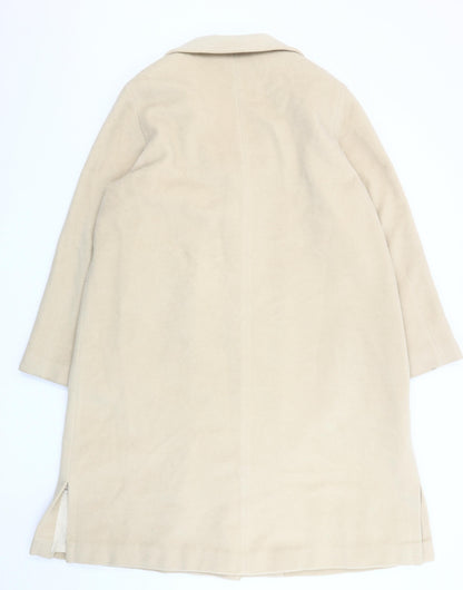 Classic Women's Beige Wool Overcoat Size 14