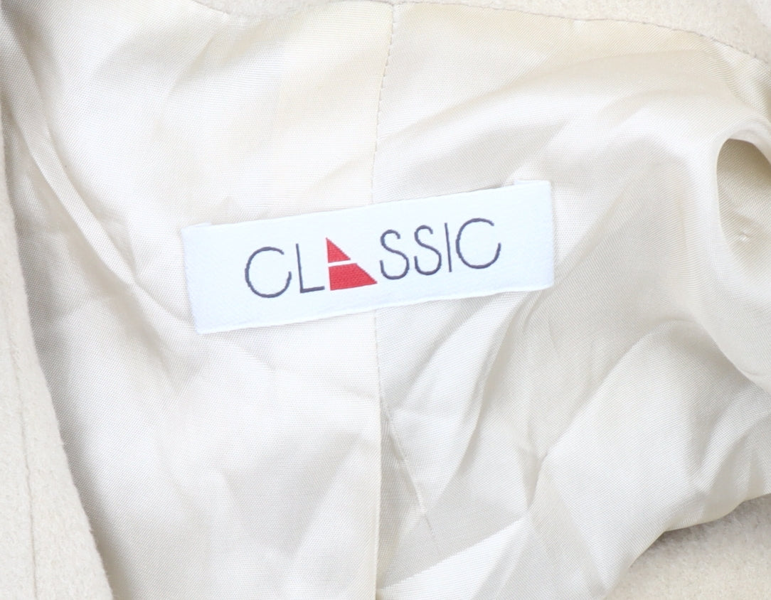 Classic Women's Beige Wool Overcoat Size 14