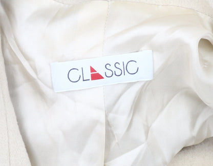 Classic Women's Beige Wool Overcoat Size 14