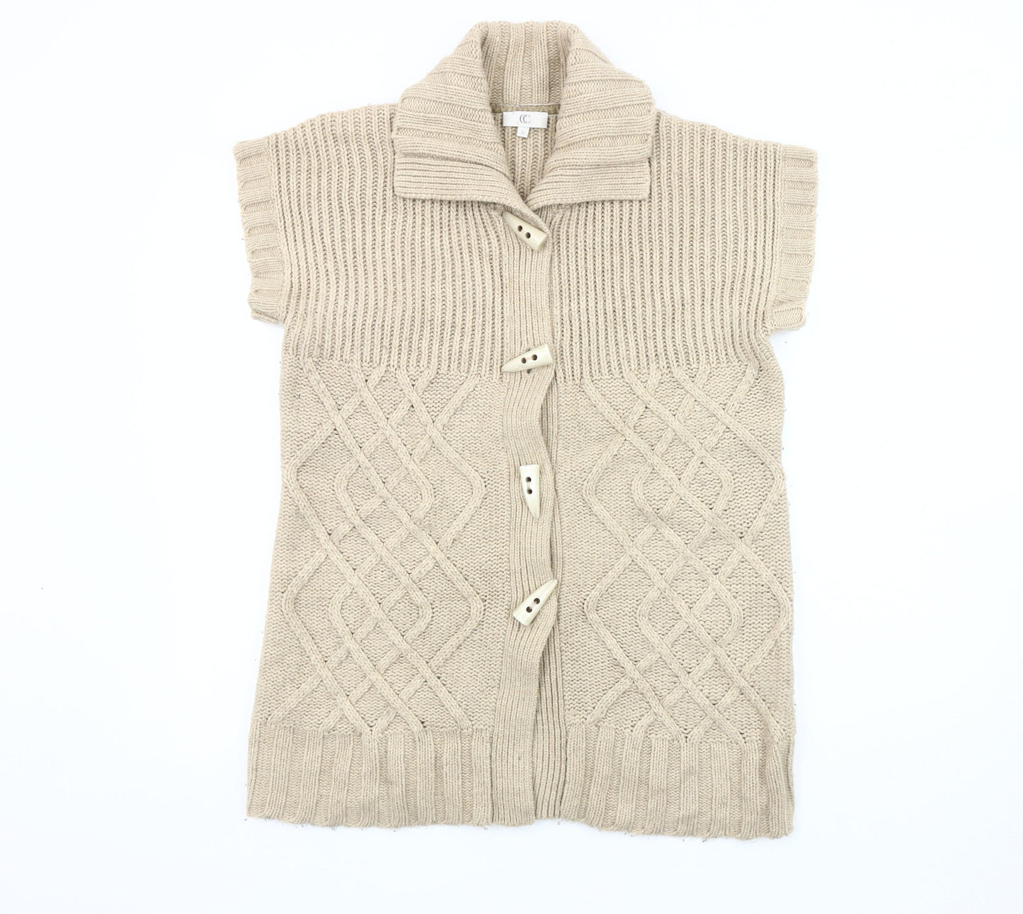 Womens UK Size M CC Beige Cardigan Jumper