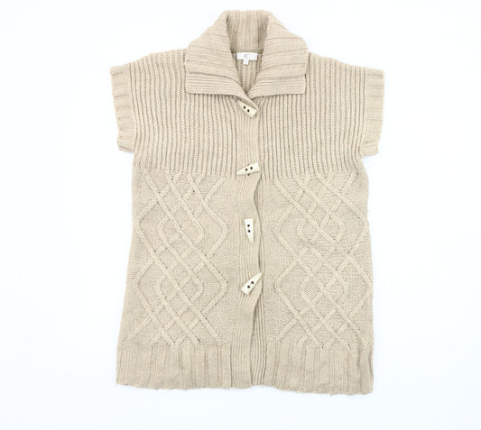 CC Women's Beige Knit Cardigan M with Button Detail