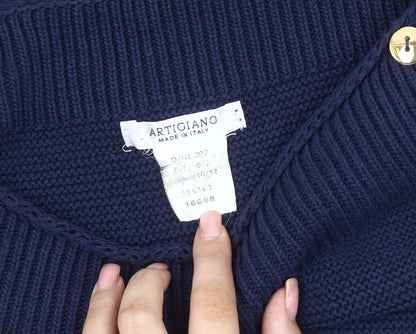 Womens UK Size 10/12 Artigiano Blue Pullover Jumper