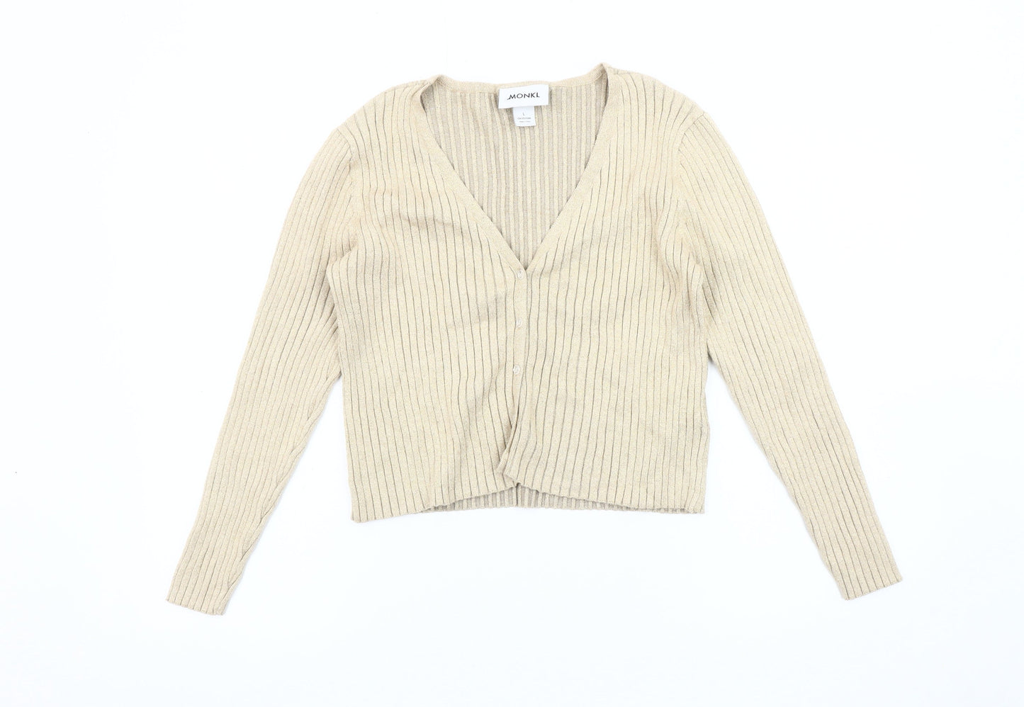 Womens UK Size L Monki Beige Cardigan Jumper