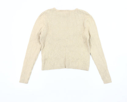 Womens UK Size L Monki Beige Cardigan Jumper