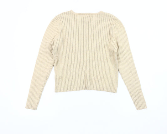 Womens UK Size L Monki Beige Cardigan Jumper