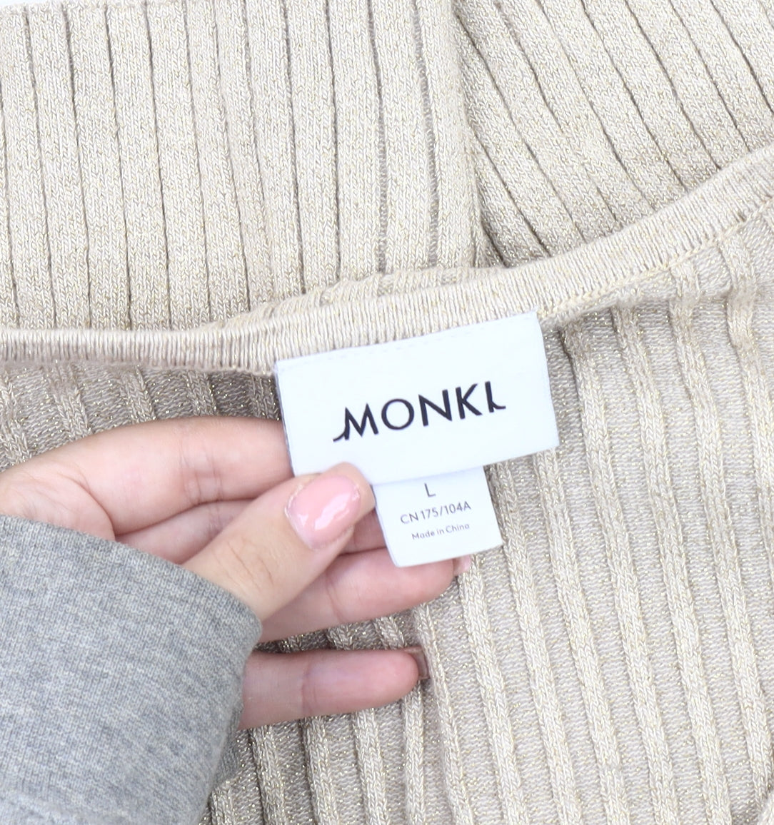 Womens UK Size L Monki Beige Cardigan Jumper