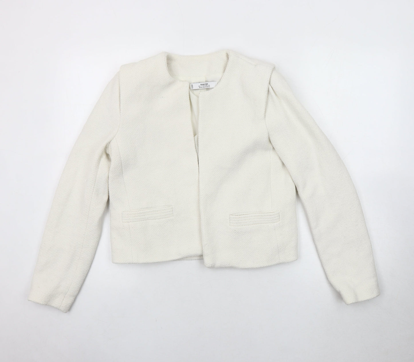 Mango Women's White Bouclé Suit Jacket XS