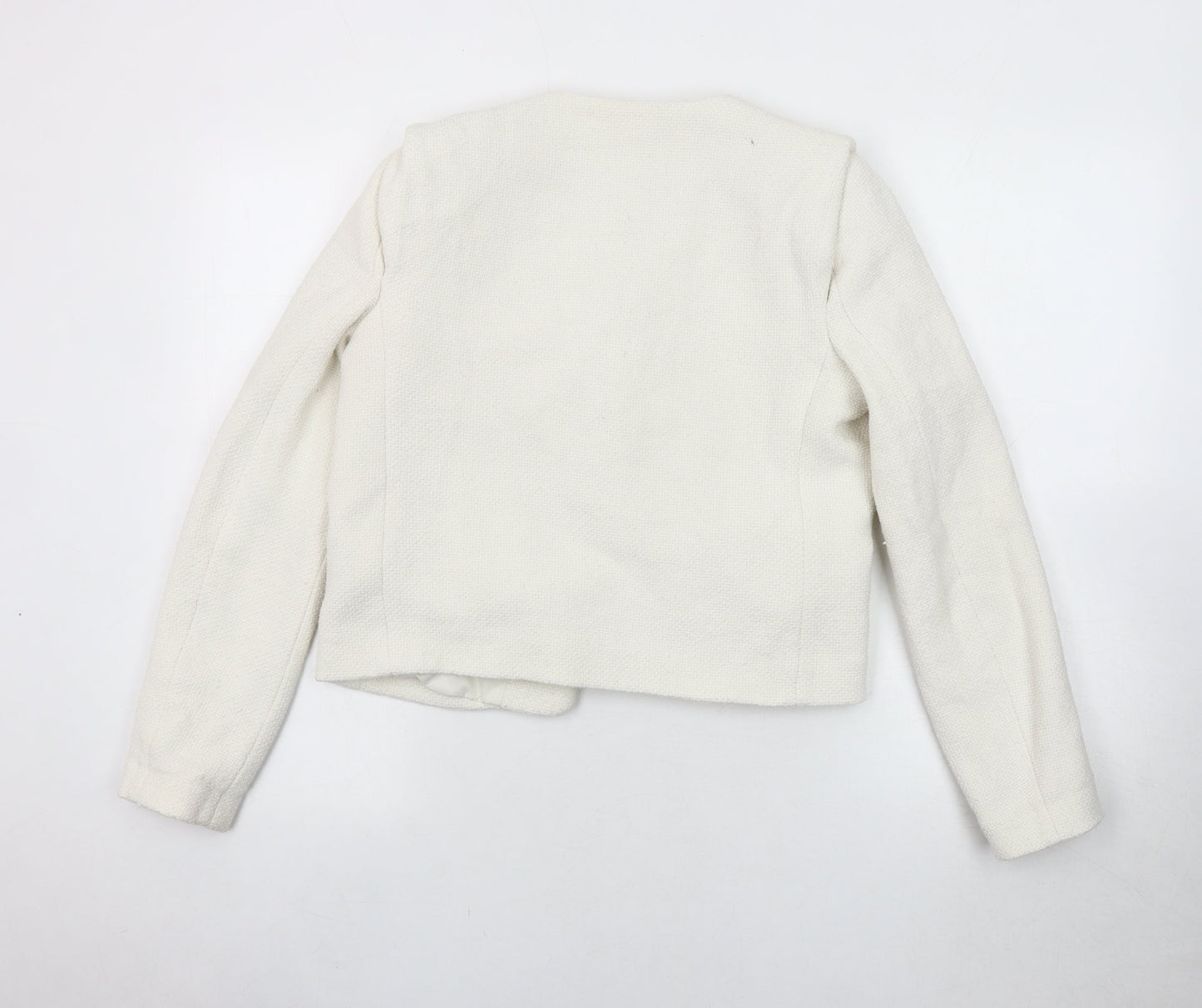 Mango Women's White Bouclé Suit Jacket XS