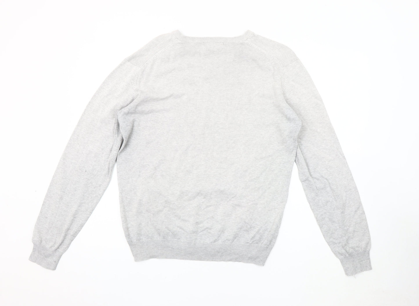 Dunnes Men's Grey M V-Neck Cotton Pullover Jumper