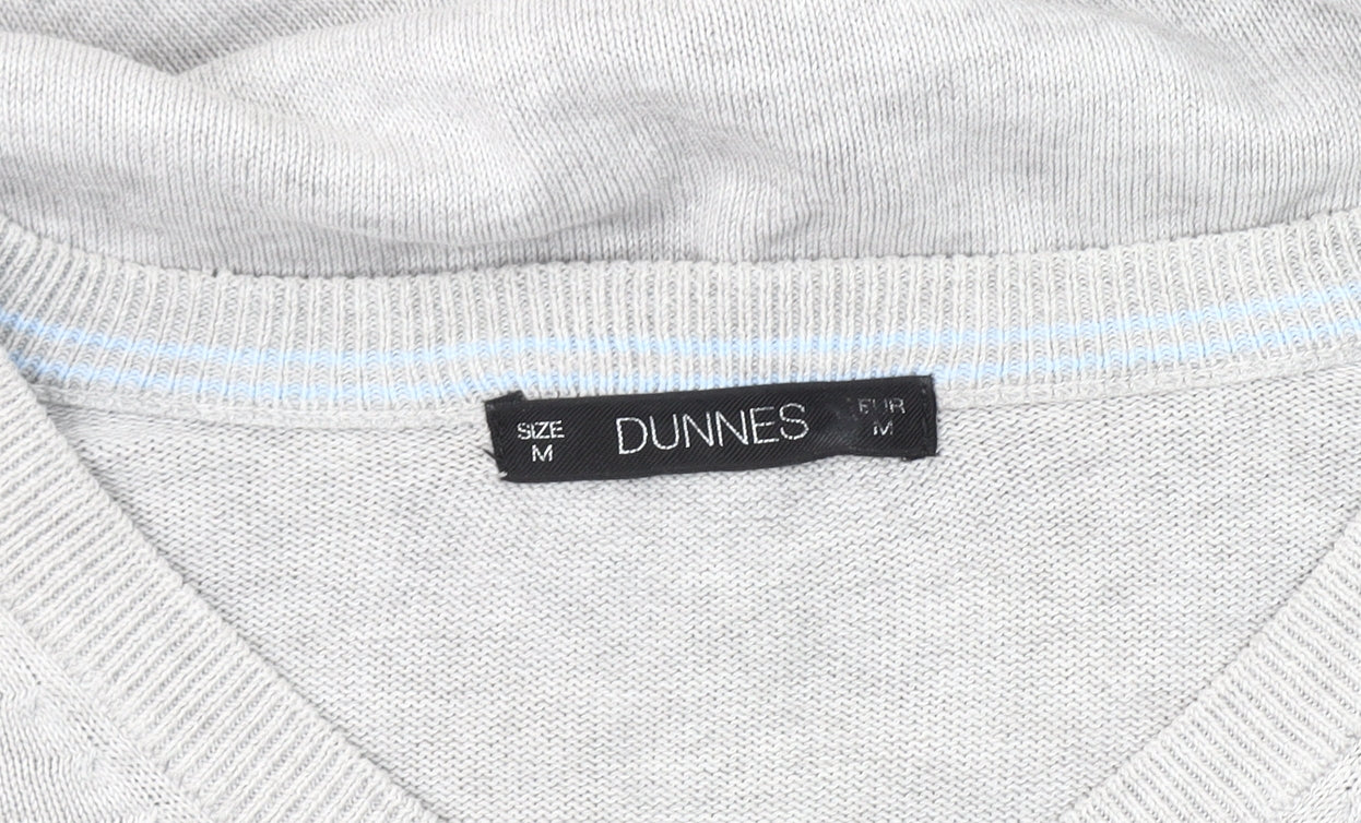 Dunnes Men's Grey M V-Neck Cotton Pullover Jumper