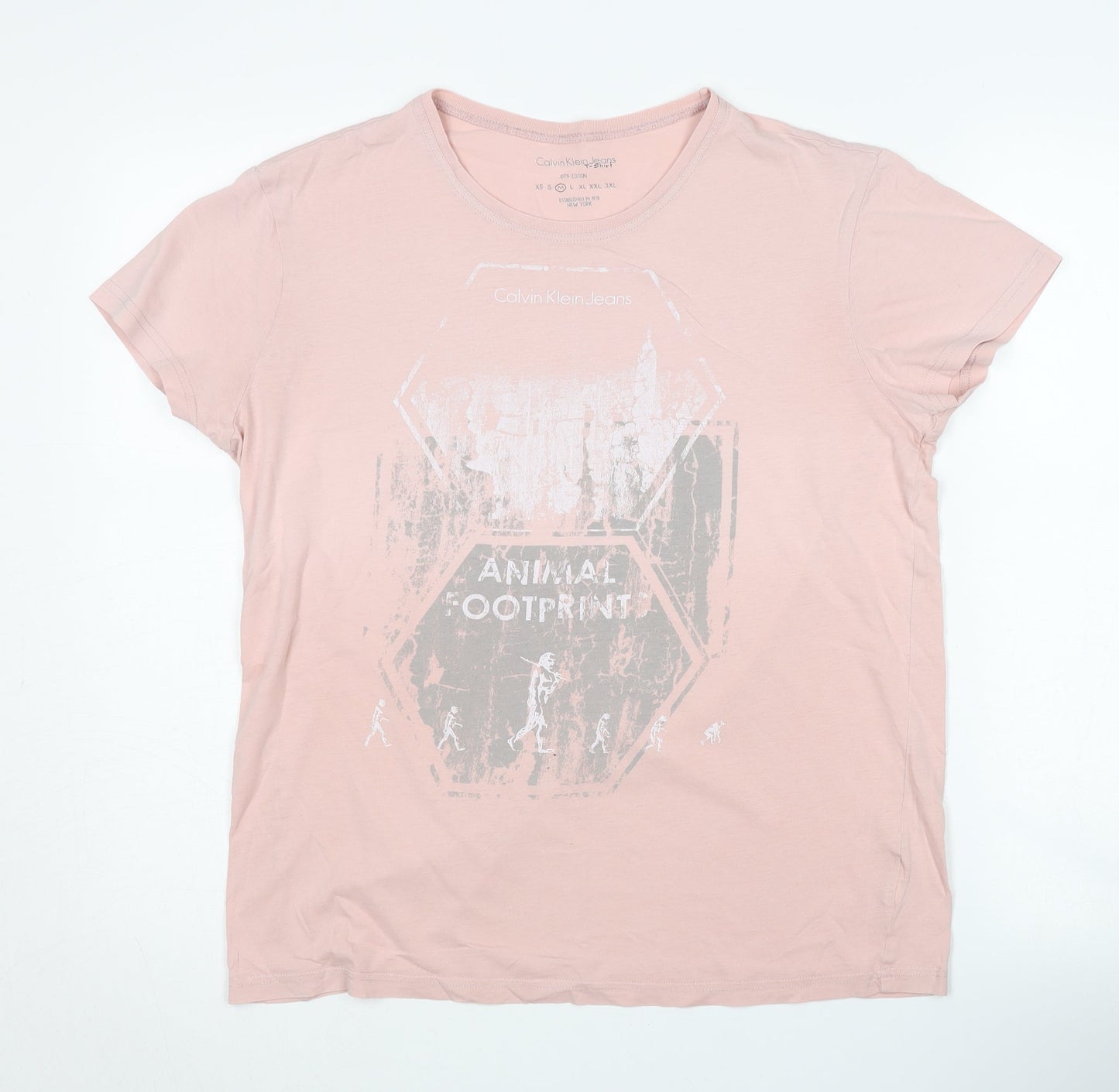 Calvin Klein Women's Pink T-Shirt, M, Crew Neck