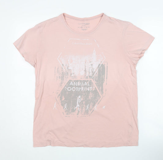Calvin Klein Women's Pink T-Shirt, M, Crew Neck