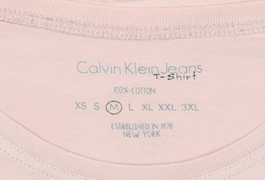 Calvin Klein Women's Pink T-Shirt, M, Crew Neck