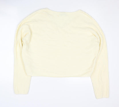 Ruby Moon Women's Ivory XL V-Neck Knit Pullover Jumper