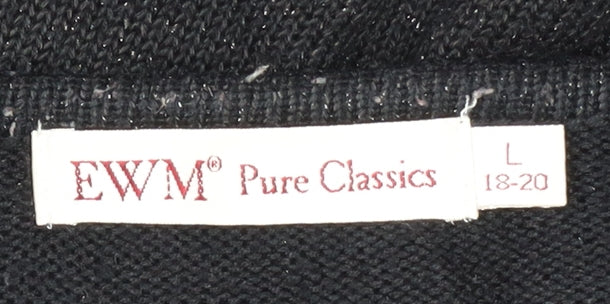 Womens UK Size L EWM Pure Classics Black Henley Jumper