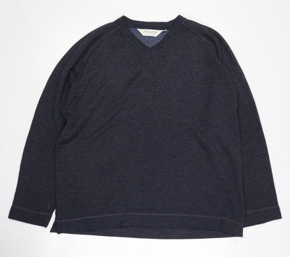 Fraser Men's Blue V-Neck Pullover Jumper, Size L