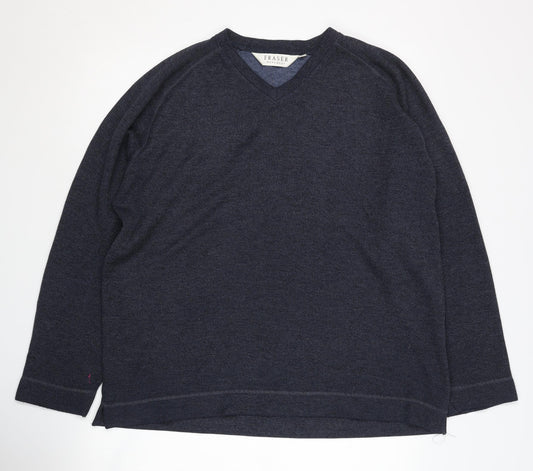 Fraser Men's Blue V-Neck Pullover Jumper, Size L