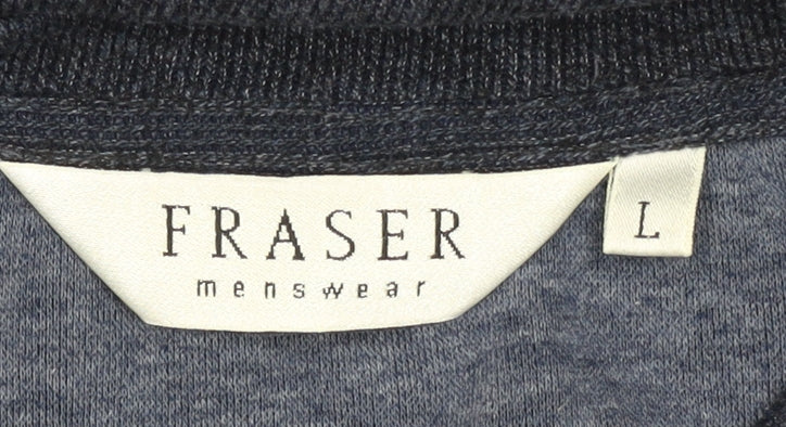 Fraser Men's Blue V-Neck Pullover Jumper, Size L