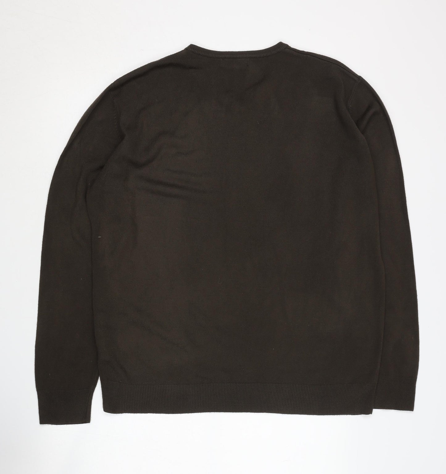 Thomas Nash Men's Brown V-Neck Pullover Jumper L