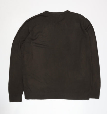 Thomas Nash Men's Brown V-Neck Pullover Jumper L