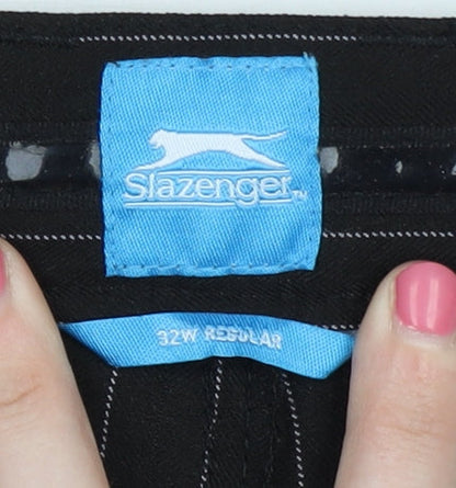 Slazenger Men's Black Striped Trousers 32W Regular
