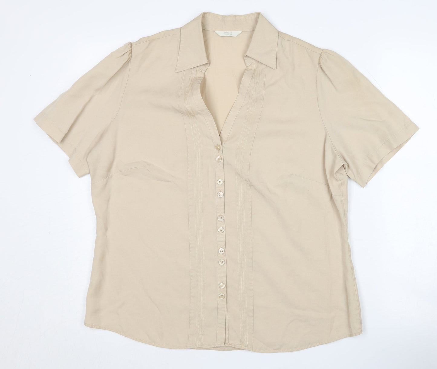 Womens UK Size 16 Marks and Spencer Beige Basic Blouse