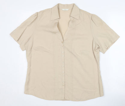 Womens UK Size 16 Marks and Spencer Beige Basic Blouse