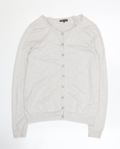 Warehouse Women's Grey Cardigan M Crew Neck Button