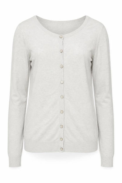 Warehouse Women's Grey Cardigan M Crew Neck Button
