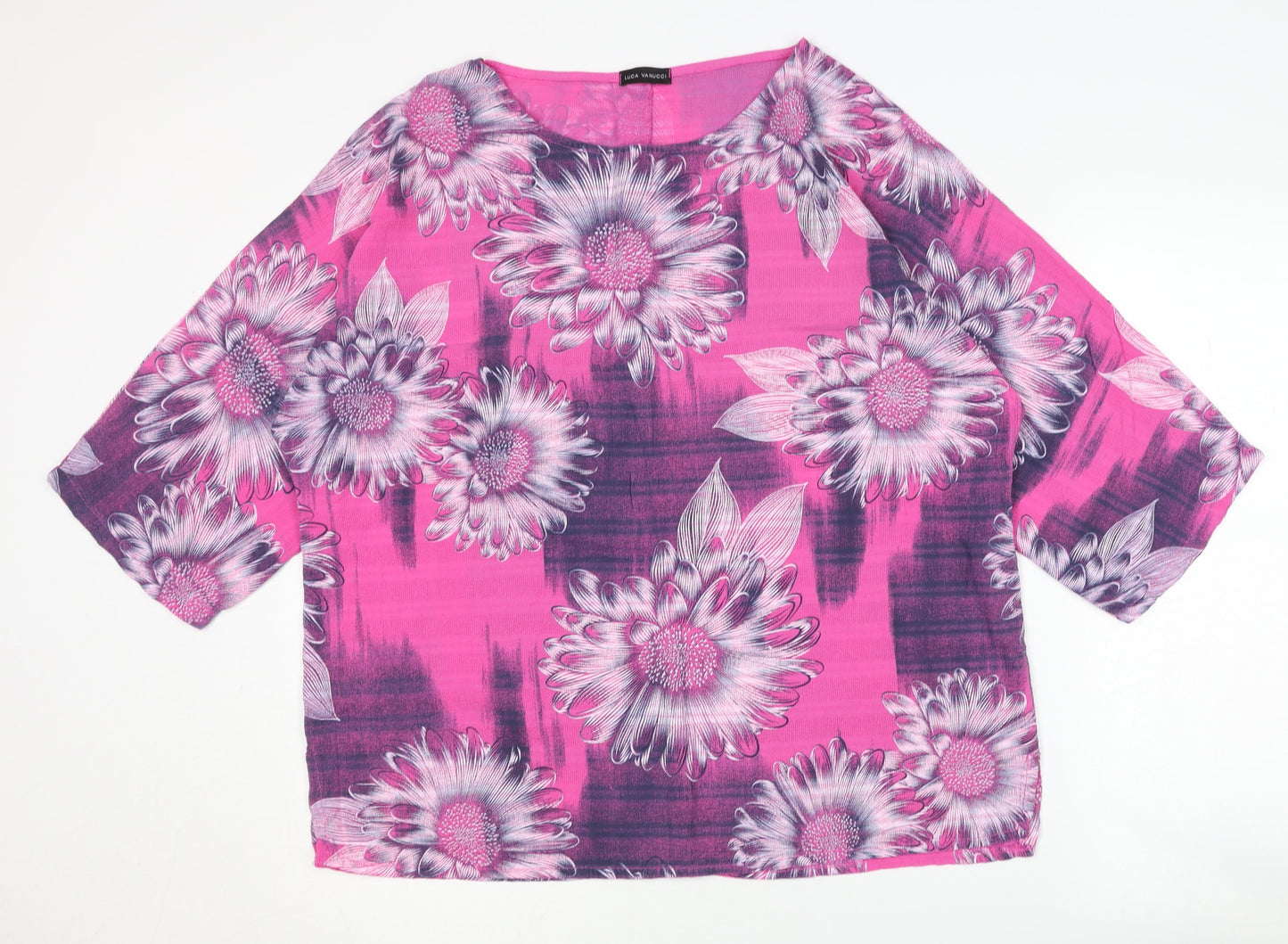 Luca Vanucci Women's Pink Floral Cotton Pullover S