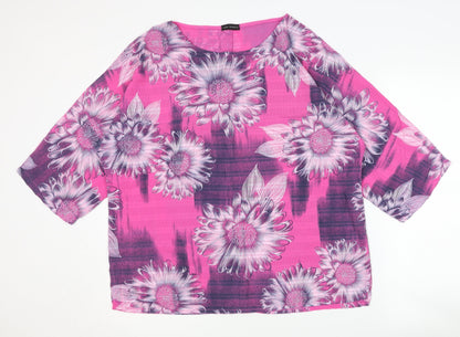 Luca Vanucci Women's Pink Floral Cotton Pullover S