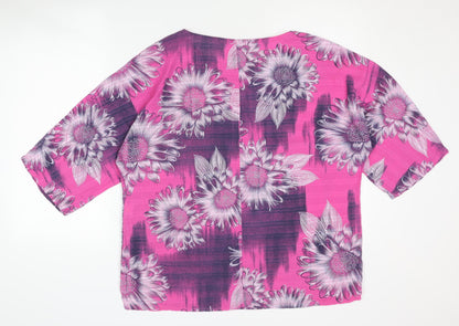 Luca Vanucci Women's Pink Floral Cotton Pullover S