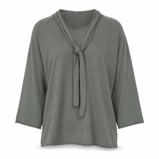 Front view of YAYA Women's Green Knit Jumper, size L, 3/4 Sleeve