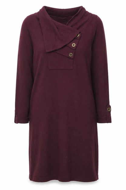 Wallis Women's Purple Knit Dress S 3/4 Sleeve Cowl Neck