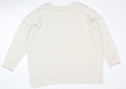 Womens UK Size XL Monsoon White Pullover Jumper