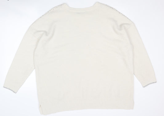 Womens UK Size XL Monsoon White Pullover Jumper
