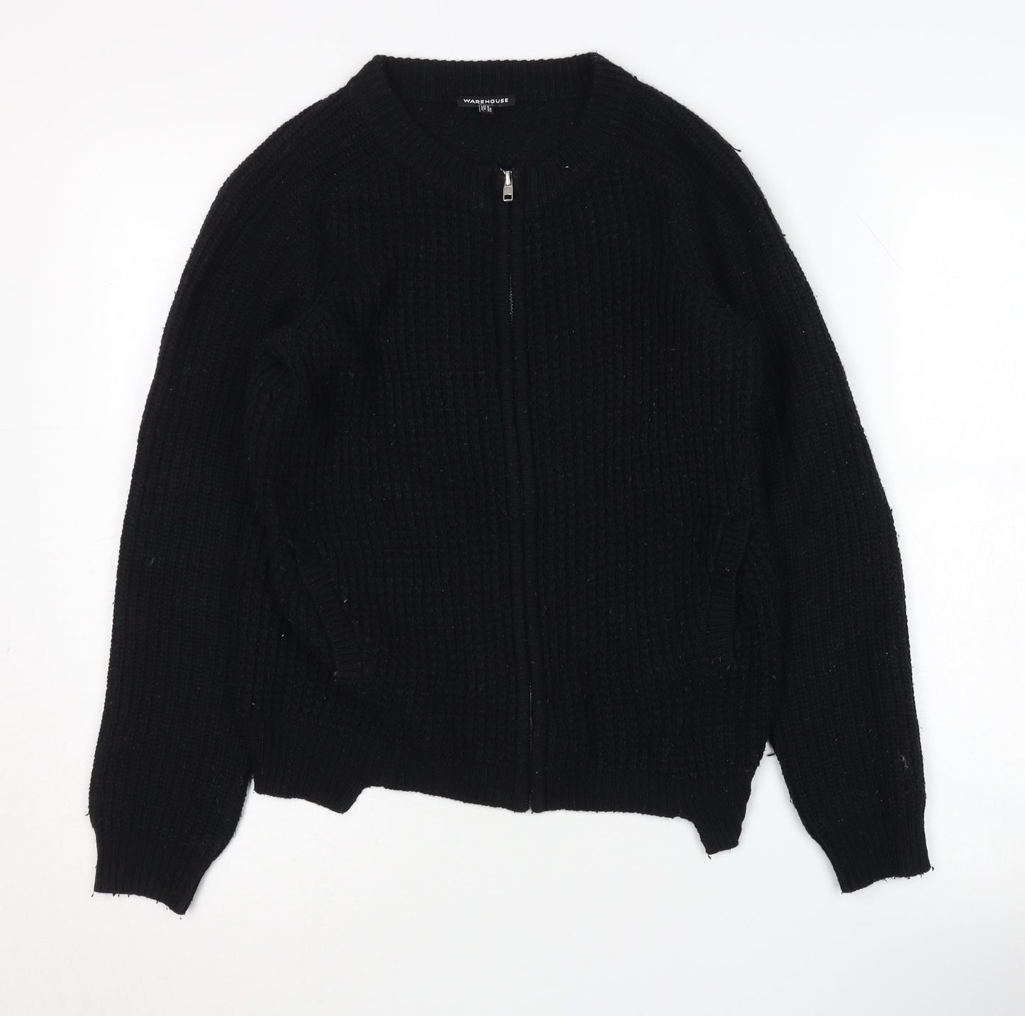 Womens UK Size 8 Warehouse Black Full Zip Jumper