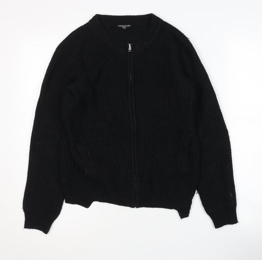 Womens UK Size 8 Warehouse Black Full Zip Jumper