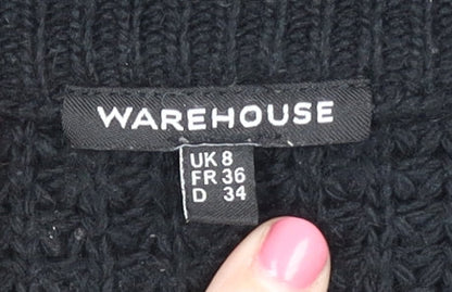 Womens UK Size 8 Warehouse Black Full Zip Jumper