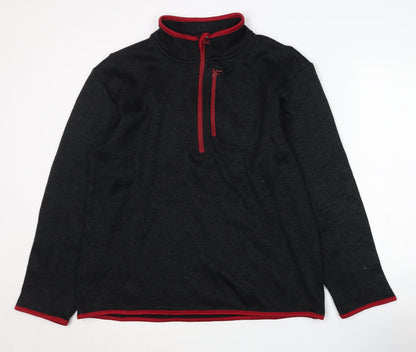 Mens UK Size L Crane Black Henley Sweatshirt