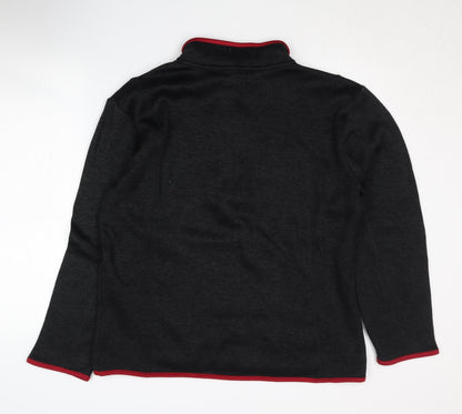 Mens UK Size L Crane Black Henley Sweatshirt