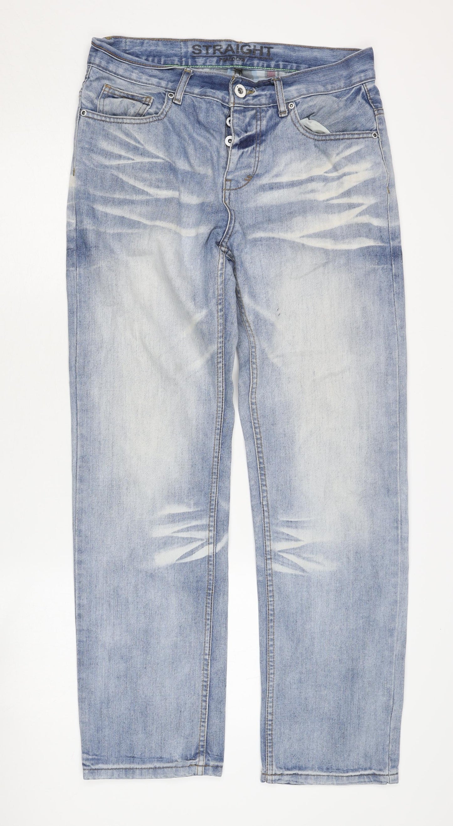 Mens UK Size 32 Peacocks  Straight Blue Jeans