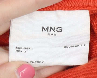 MNG Men’s Orange L Pullover Hoodie with Logo