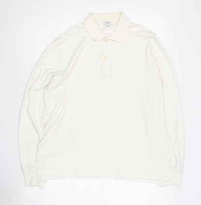 Bsn Men's Ivory Long Sleeve Polo Shirt Size S